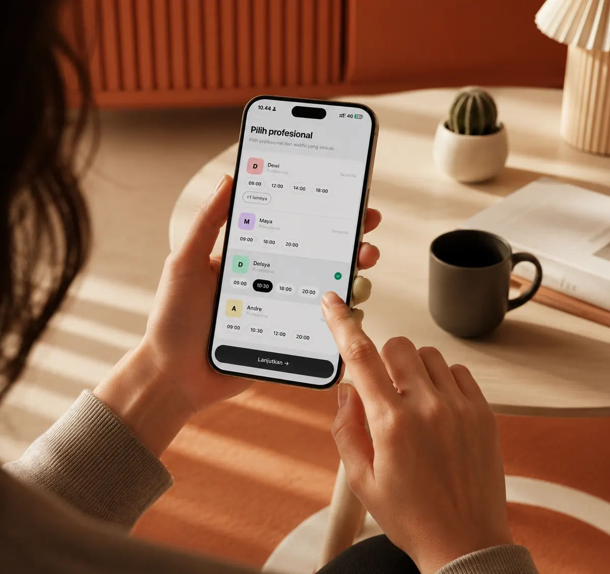 Halaman booking Lynkva: tentukan waktu